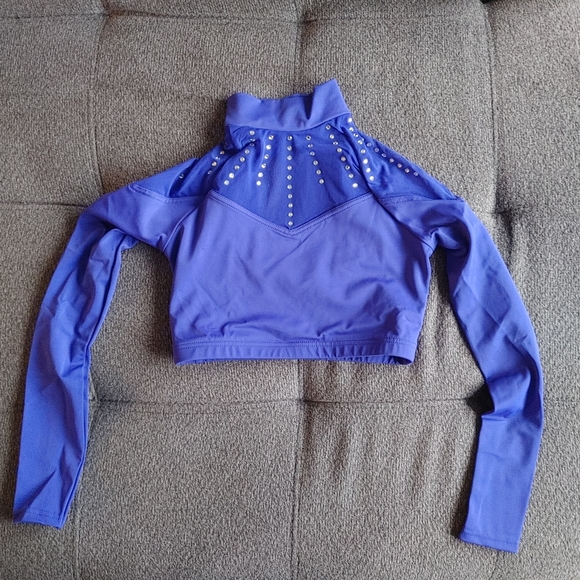 NWOT- Ivy Sky Crystal Mesh Girls Dance Crop Top - Picture 3 of 10